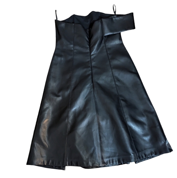 ISRAELLA KOBLA Simphi One-Shoulder Faux Leather Dress Black ...Size 14 - Picture 8 of 11